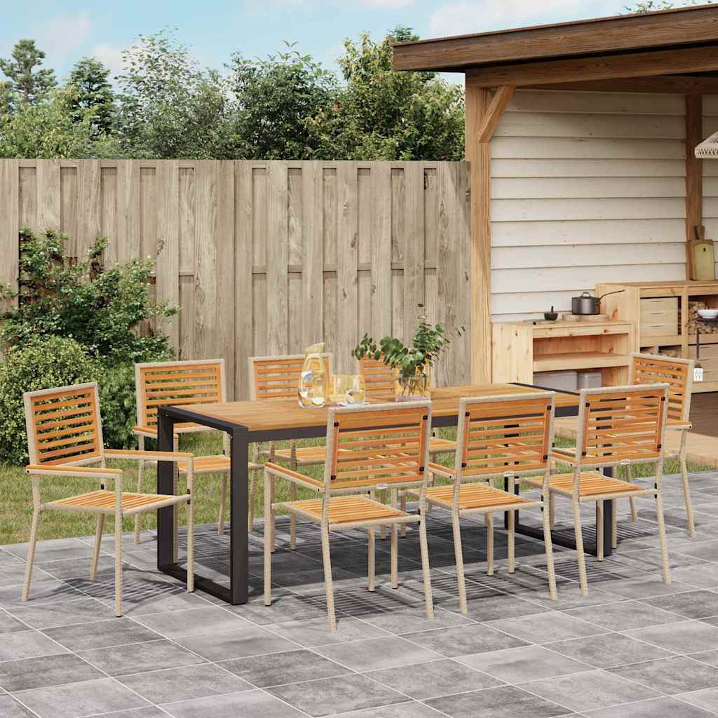 vidaXL Garten Essgruppe 9 pcs Beige und Braun Poly-Rattan