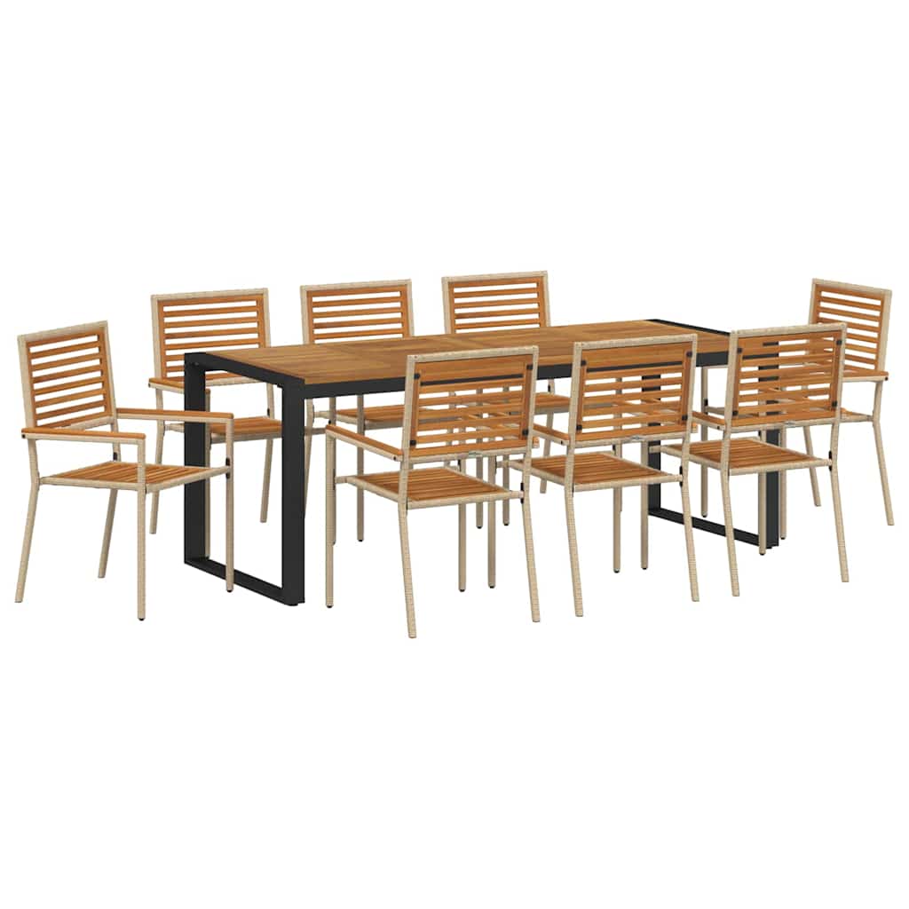 vidaXL Garten Essgruppe 9 pcs Beige und Braun Poly-Rattan