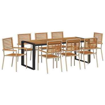 vidaXL Garten Essgruppe 9 pcs Beige und Braun Poly-Rattan