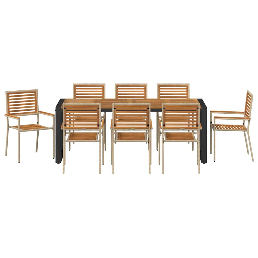vidaXL Garten Essgruppe 9 pcs Beige und Braun Poly-Rattan