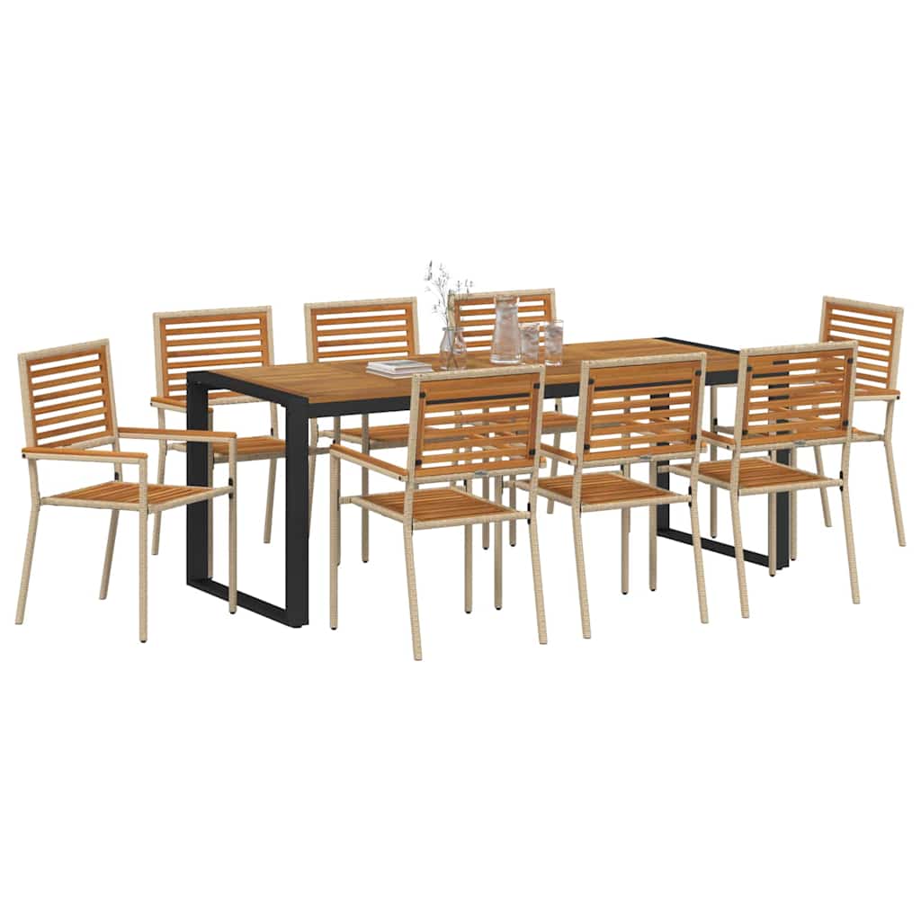 vidaXL Garten Essgruppe 9 pcs Beige und Braun Poly-Rattan