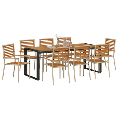 vidaXL Garten Essgruppe 9 pcs Beige und Braun Poly-Rattan