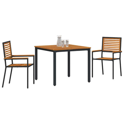 Garten Essgruppe 3 pcs Schwarz und Braun Poly-Rattan