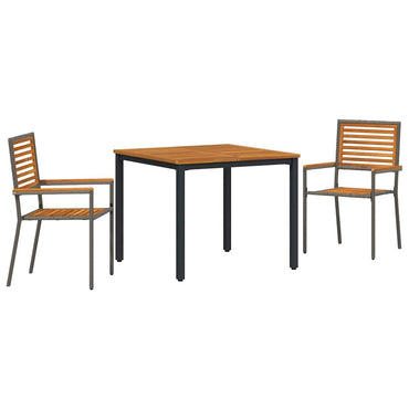 vidaXL Garten Essgruppe 3 pcs Grau 90 x 90 x 75 cm Poly-Rattan