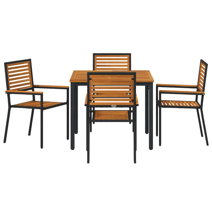 vidaXL Garten Essgruppe 5 pcs Schwarz 90 x 90 x 75 cm Poly-Rattan