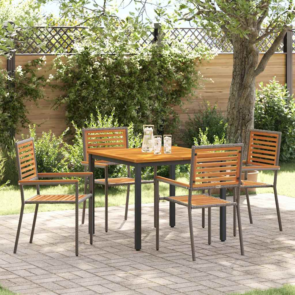 vidaXL Garten Essgruppe 5 pcs Grau 90 x 90 x 75 cm Poly-Rattan