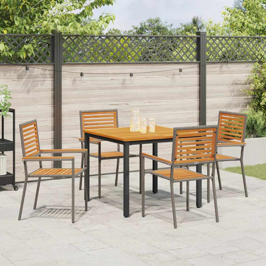 vidaXL Garten Essgruppe 5 pcs Grau 90 x 90 x 75 cm Poly-Rattan