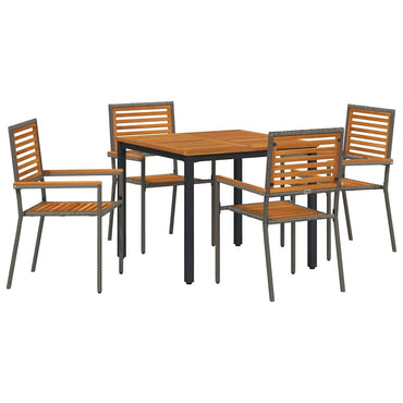 vidaXL Garten Essgruppe 5 pcs Grau 90 x 90 x 75 cm Poly-Rattan