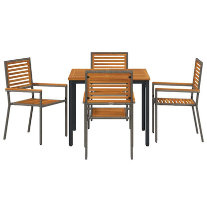 vidaXL Garten Essgruppe 5 pcs Grau 90 x 90 x 75 cm Poly-Rattan