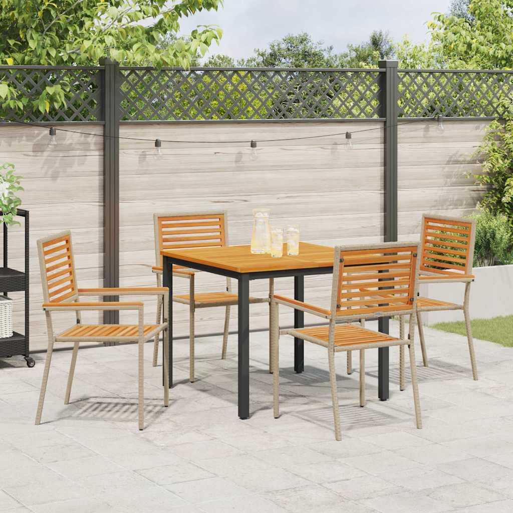 Garten Essgruppe 5 pcs Beige und Braun Poly-Rattan