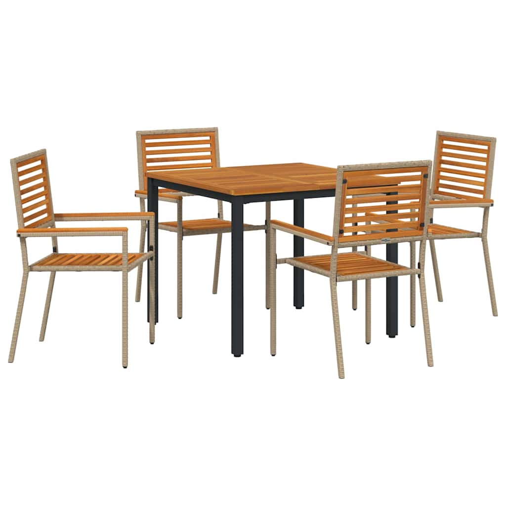 Garten Essgruppe 5 pcs Beige und Braun Poly-Rattan