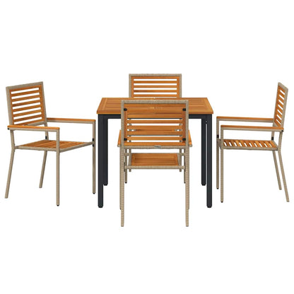Garten Essgruppe 5 pcs Beige und Braun Poly-Rattan