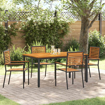 vidaXL Salon de jardin à manger 5 pcs Noir et marron Résine tressée
