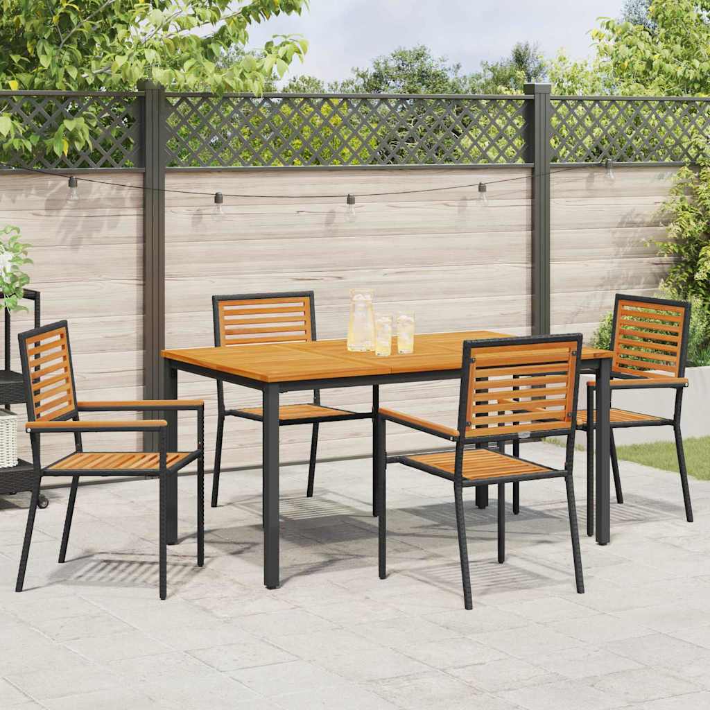 vidaXL Salon de jardin à manger 5 pcs Noir et marron Résine tressée