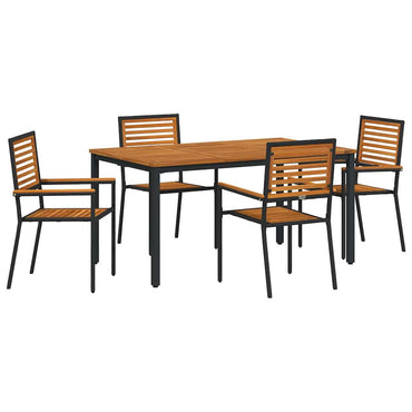 vidaXL Salon de jardin à manger 5 pcs Noir et marron Résine tressée
