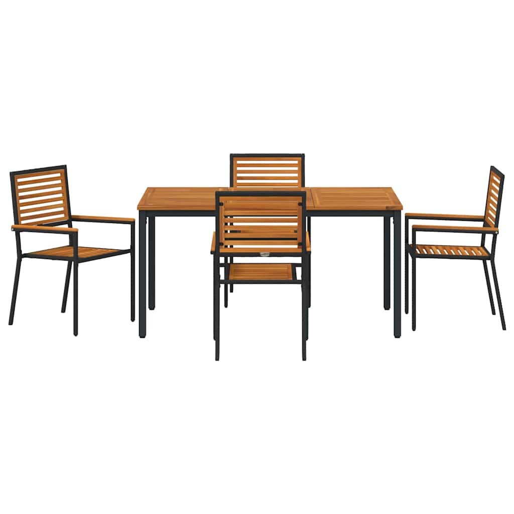 vidaXL Salon de jardin à manger 5 pcs Noir et marron Résine tressée