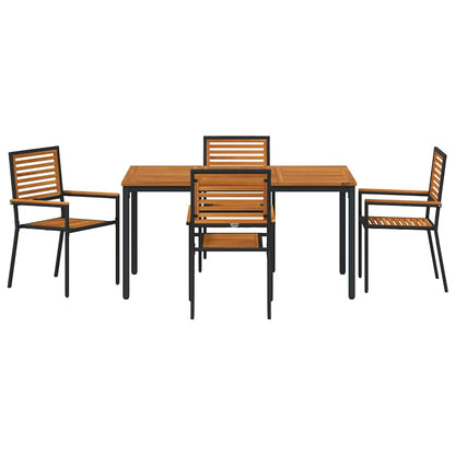 vidaXL Salon de jardin à manger 5 pcs Noir et marron Résine tressée