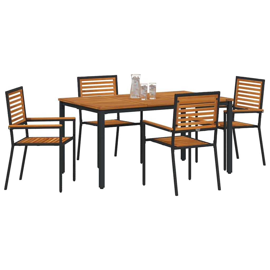 vidaXL Salon de jardin à manger 5 pcs Noir et marron Résine tressée