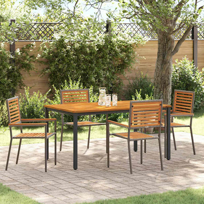 vidaXL Salon de jardin à dîner 5 pcs Gris et marron Résine tressée