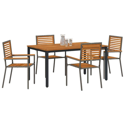 vidaXL Salon de jardin à dîner 5 pcs Gris et marron Résine tressée
