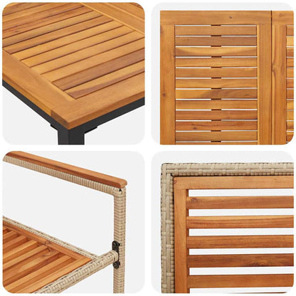 Garten Essgruppe 4 pcs Beige und Braun Poly-Rattan