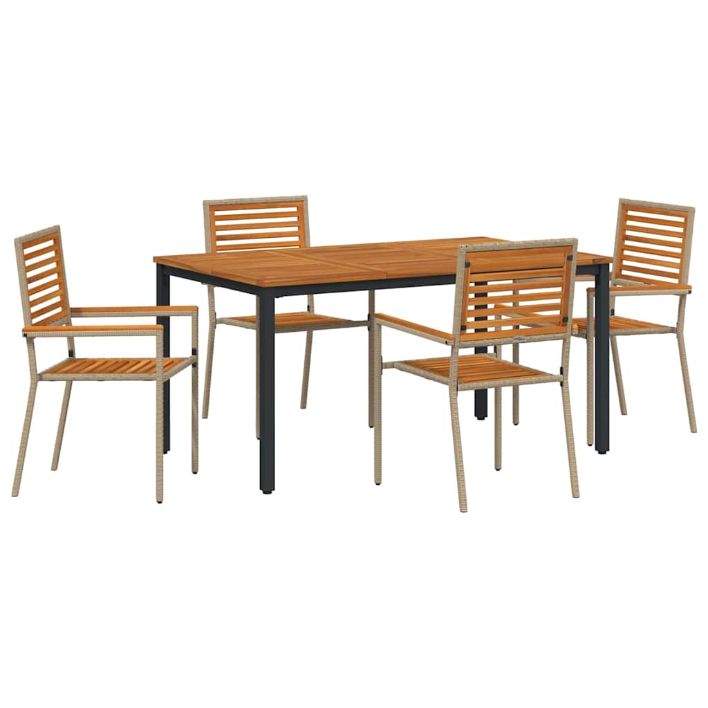 Garten Essgruppe 4 pcs Beige und Braun Poly-Rattan