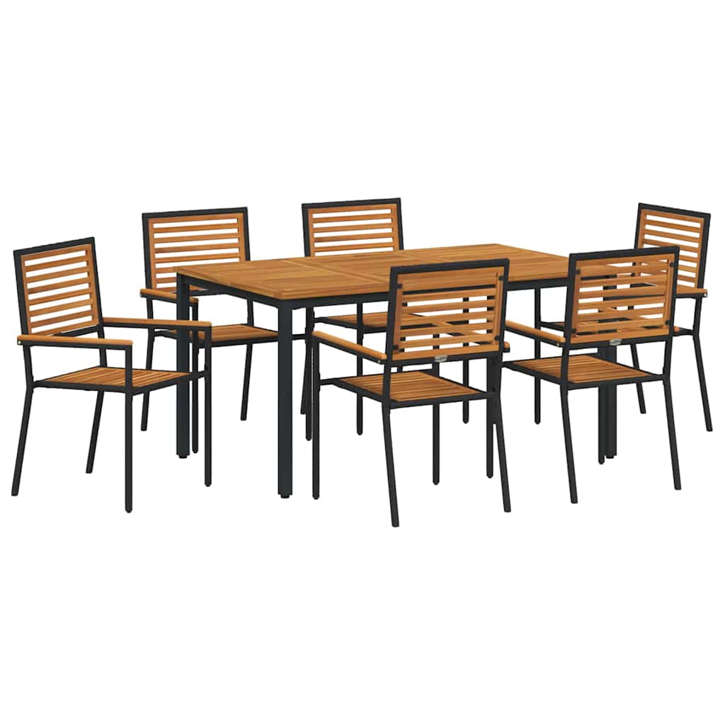 Garten Essgruppe 7 pcs Schwarz und Braun Poly-Rattan