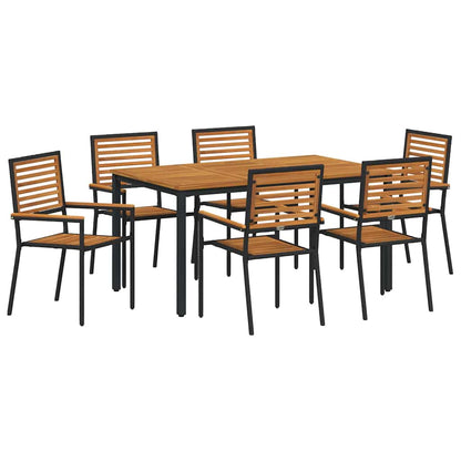 Garten Essgruppe 7 pcs Schwarz und Braun Poly-Rattan