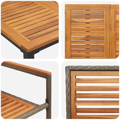 Garten Essgruppe 7 pcs Grau und Braun Poly-Rattan