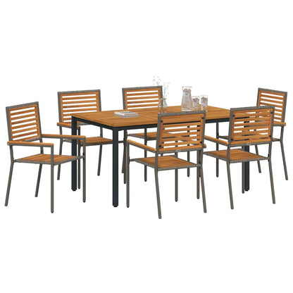 Garten Essgruppe 7 pcs Grau und Braun Poly-Rattan