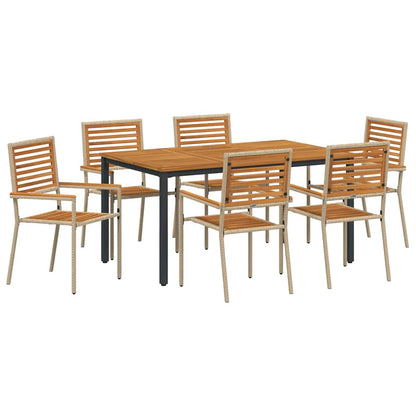 Garten Essgruppe 7 pcs Beige und Braun Poly-Rattan