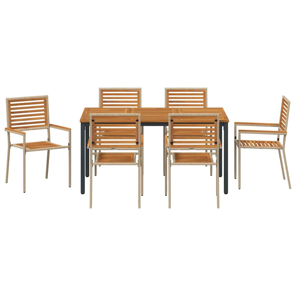 Garten Essgruppe 7 pcs Beige und Braun Poly-Rattan