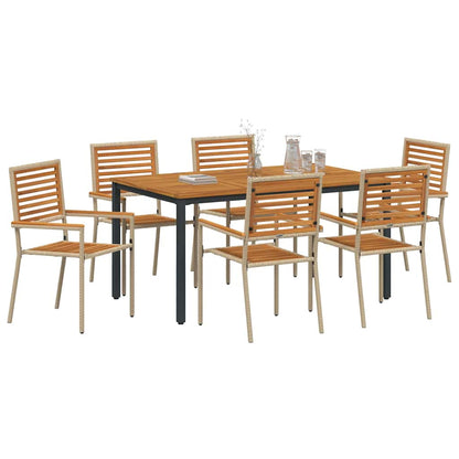 Garten Essgruppe 7 pcs Beige und Braun Poly-Rattan