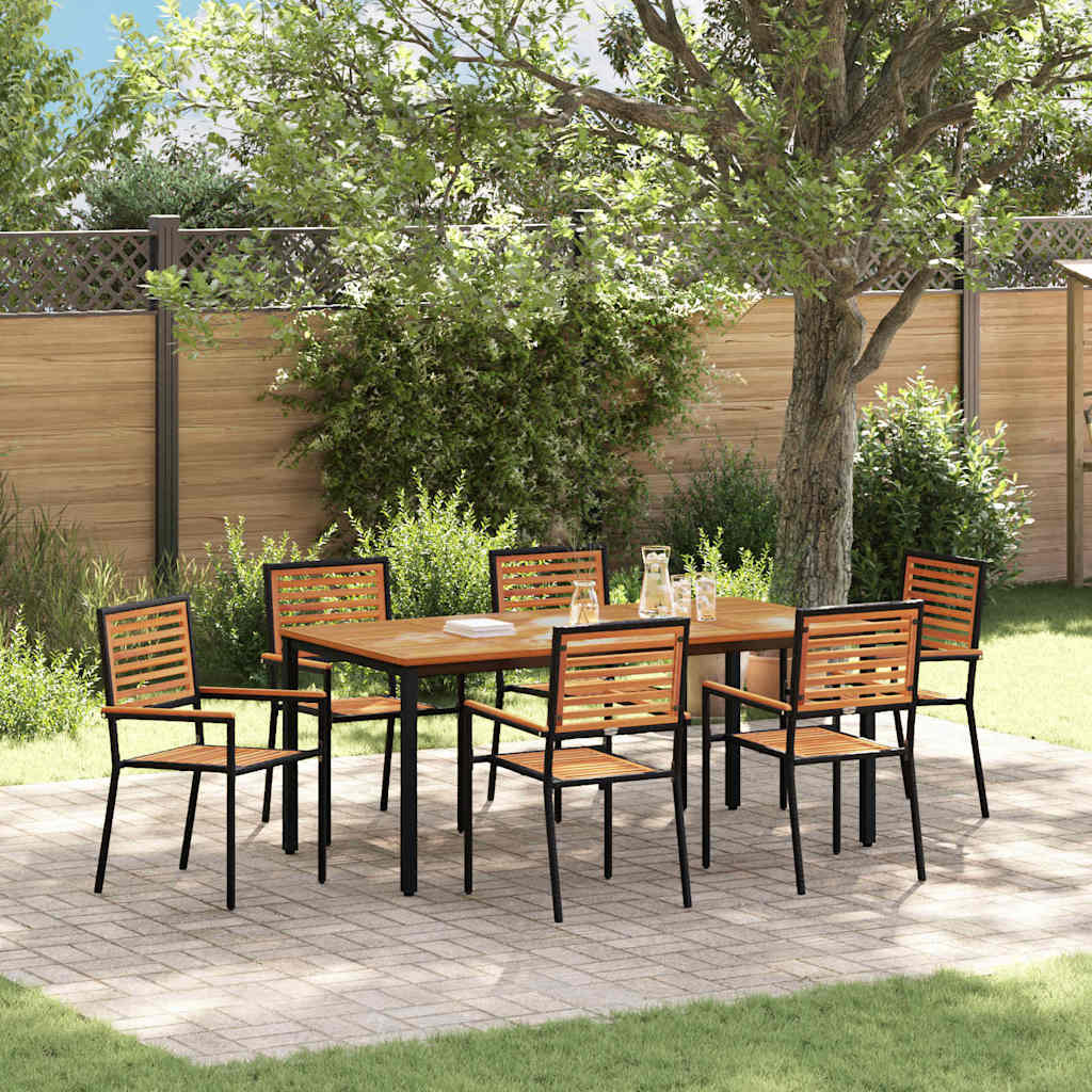 vidaXL Salle à Manger de Jardin 7 pcs Noir et Marron Résine Tressée