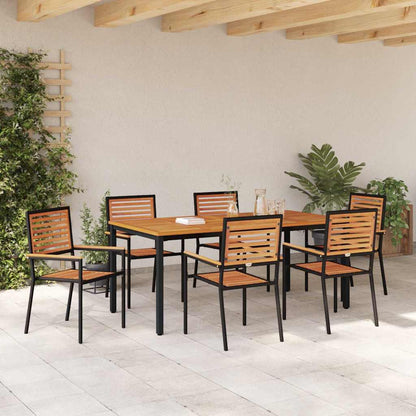vidaXL Salle à Manger de Jardin 7 pcs Noir et Marron Résine Tressée