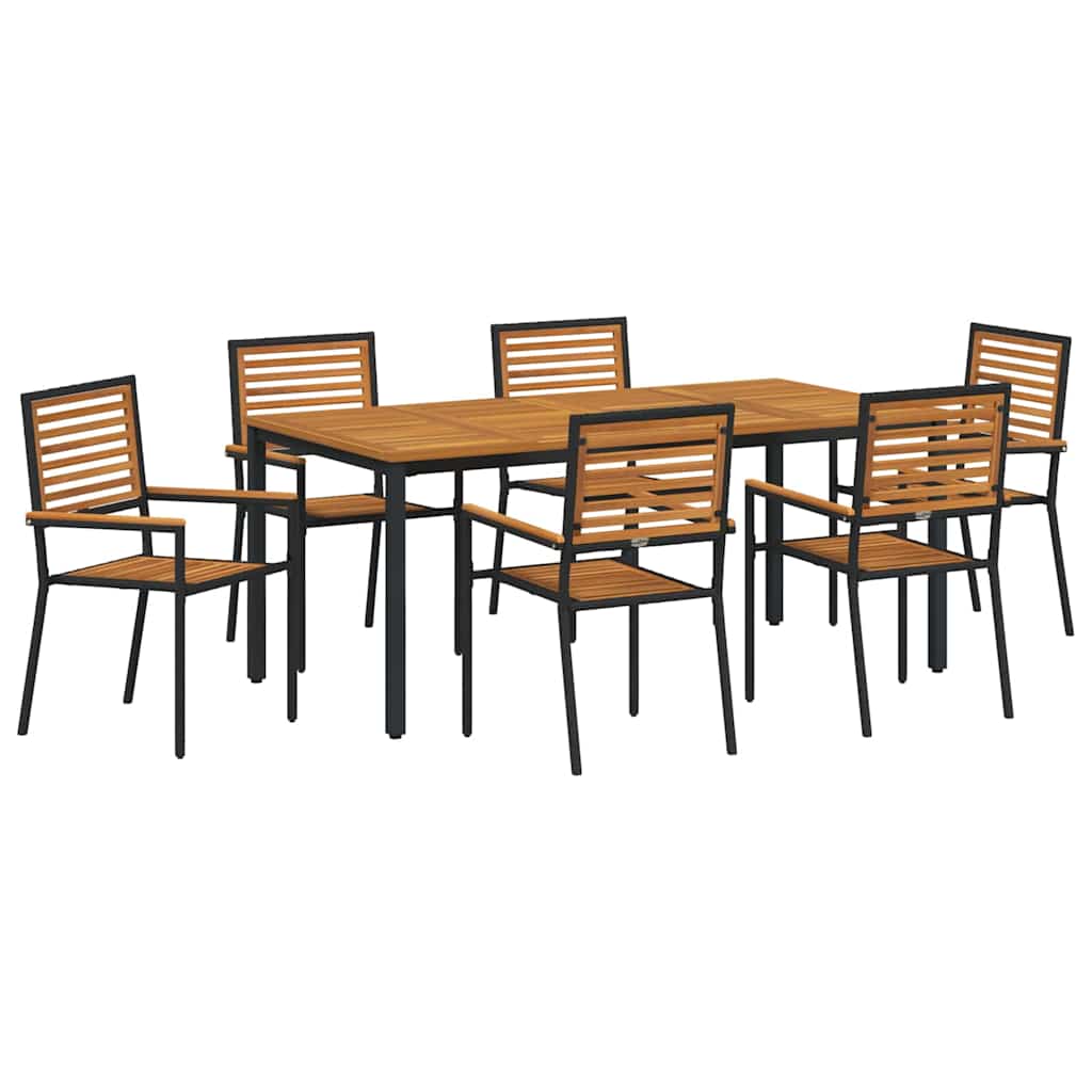 vidaXL Salle à Manger de Jardin 7 pcs Noir et Marron Résine Tressée