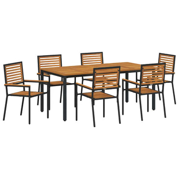 vidaXL Salle à Manger de Jardin 7 pcs Noir et Marron Résine Tressée