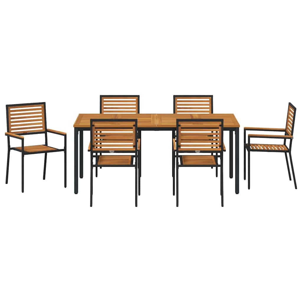 vidaXL Salle à Manger de Jardin 7 pcs Noir et Marron Résine Tressée