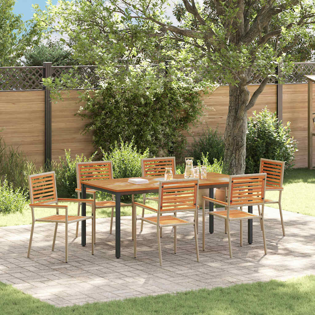 vidaXL Ensemble de salle à manger de jardin 7 pièces en résine tressée beige et marron