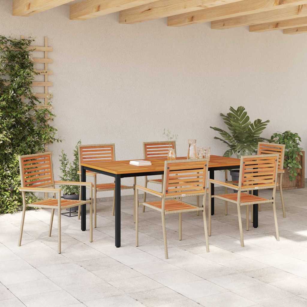 vidaXL Ensemble de salle à manger de jardin 7 pièces en résine tressée beige et marron