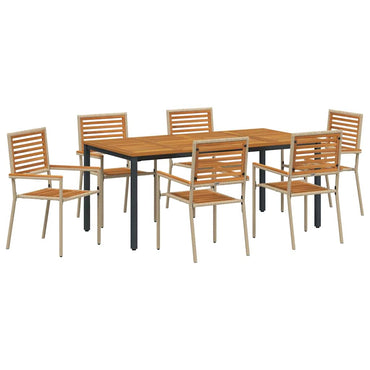 vidaXL Ensemble de salle à manger de jardin 7 pièces en résine tressée beige et marron