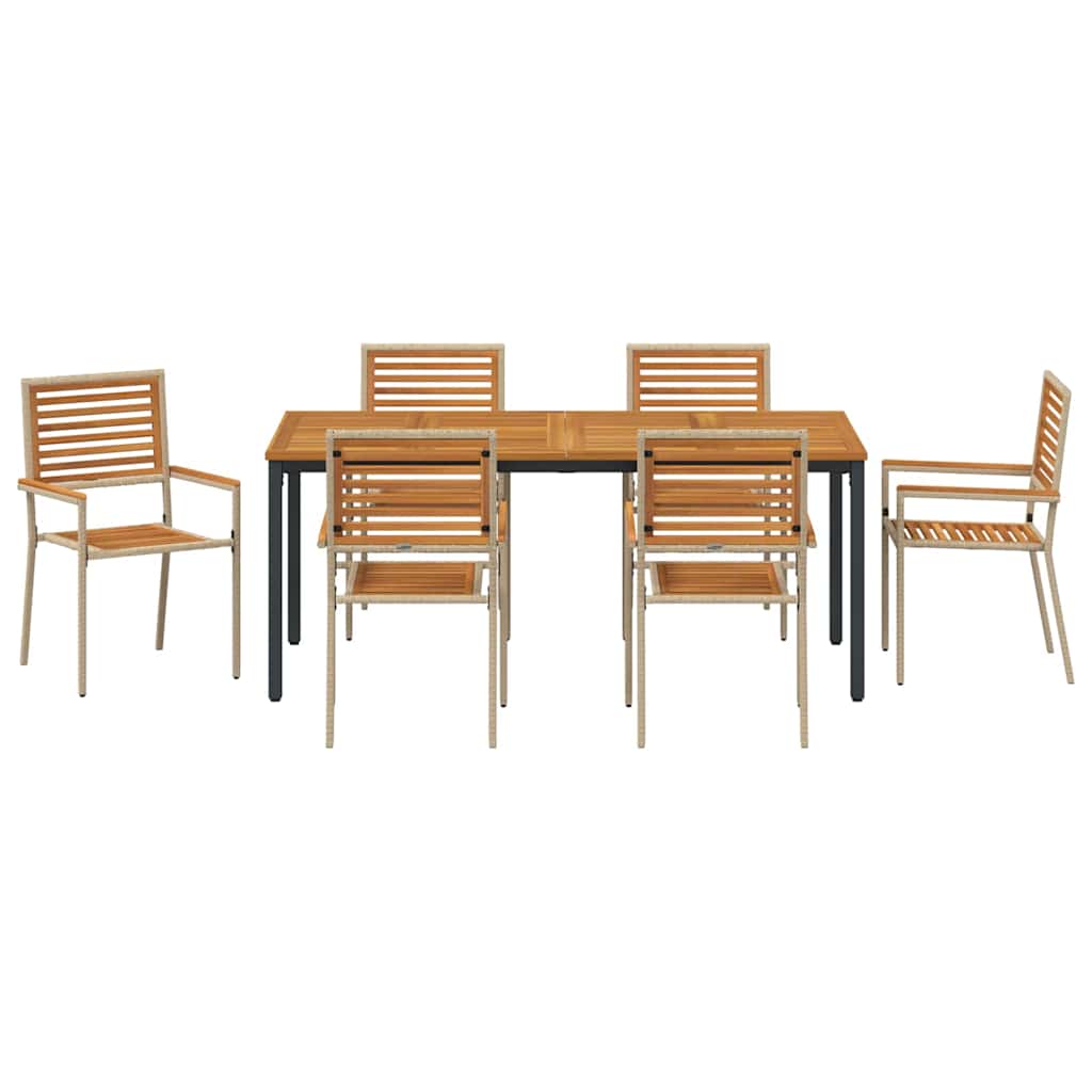 vidaXL Ensemble de salle à manger de jardin 7 pièces en résine tressée beige et marron