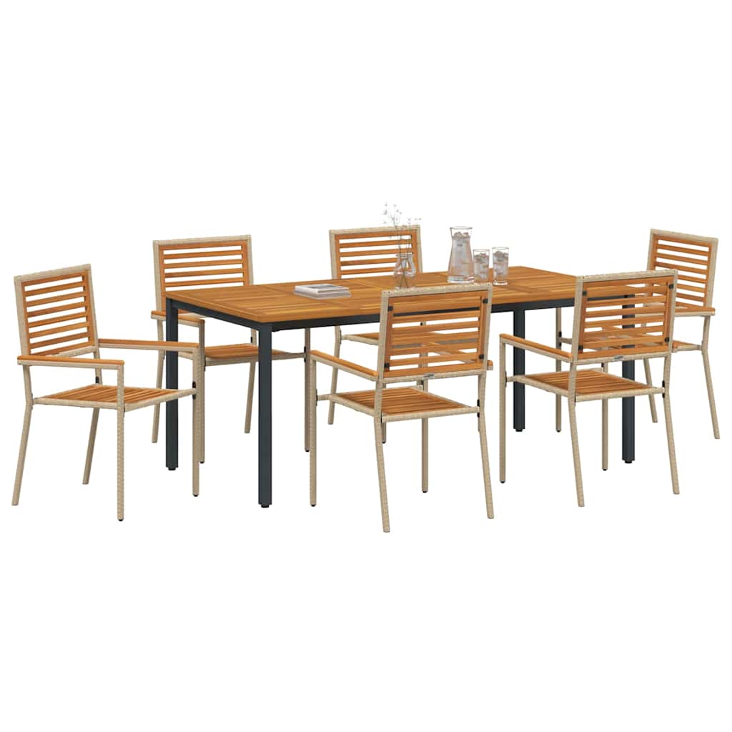 vidaXL Ensemble de salle à manger de jardin 7 pièces en résine tressée beige et marron
