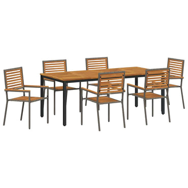 vidaXL Ensemble de salle à manger de jardin 7 pcs Gris et marron Résine tressée