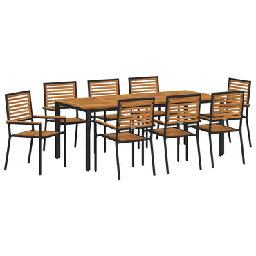 vidaXL Salon de jardin à dîner 9 pcs Noir et Marron Résine tressée