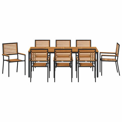 vidaXL Salon de jardin à dîner 9 pcs Noir et Marron Résine tressée