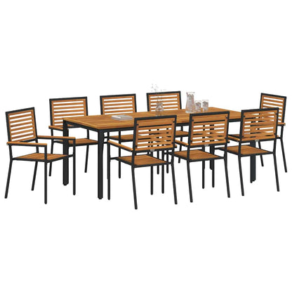 vidaXL Salon de jardin à dîner 9 pcs Noir et Marron Résine tressée