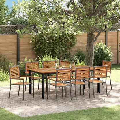 vidaXL Ensemble de salle à manger de jardin 9 pcs Gris et marron Résine tressée