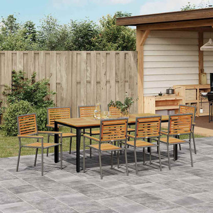 vidaXL Ensemble de salle à manger de jardin 9 pcs Gris et marron Résine tressée