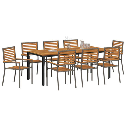vidaXL Ensemble de salle à manger de jardin 9 pcs Gris et marron Résine tressée
